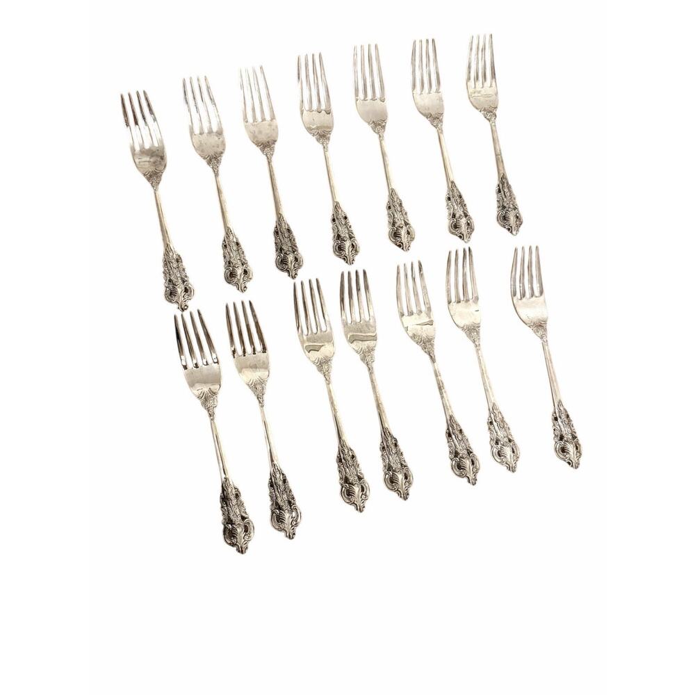 BAROQUE BY GODINGER Flatware Lot of 14 Salad / Dessert FORKS Silverplate 3305-60